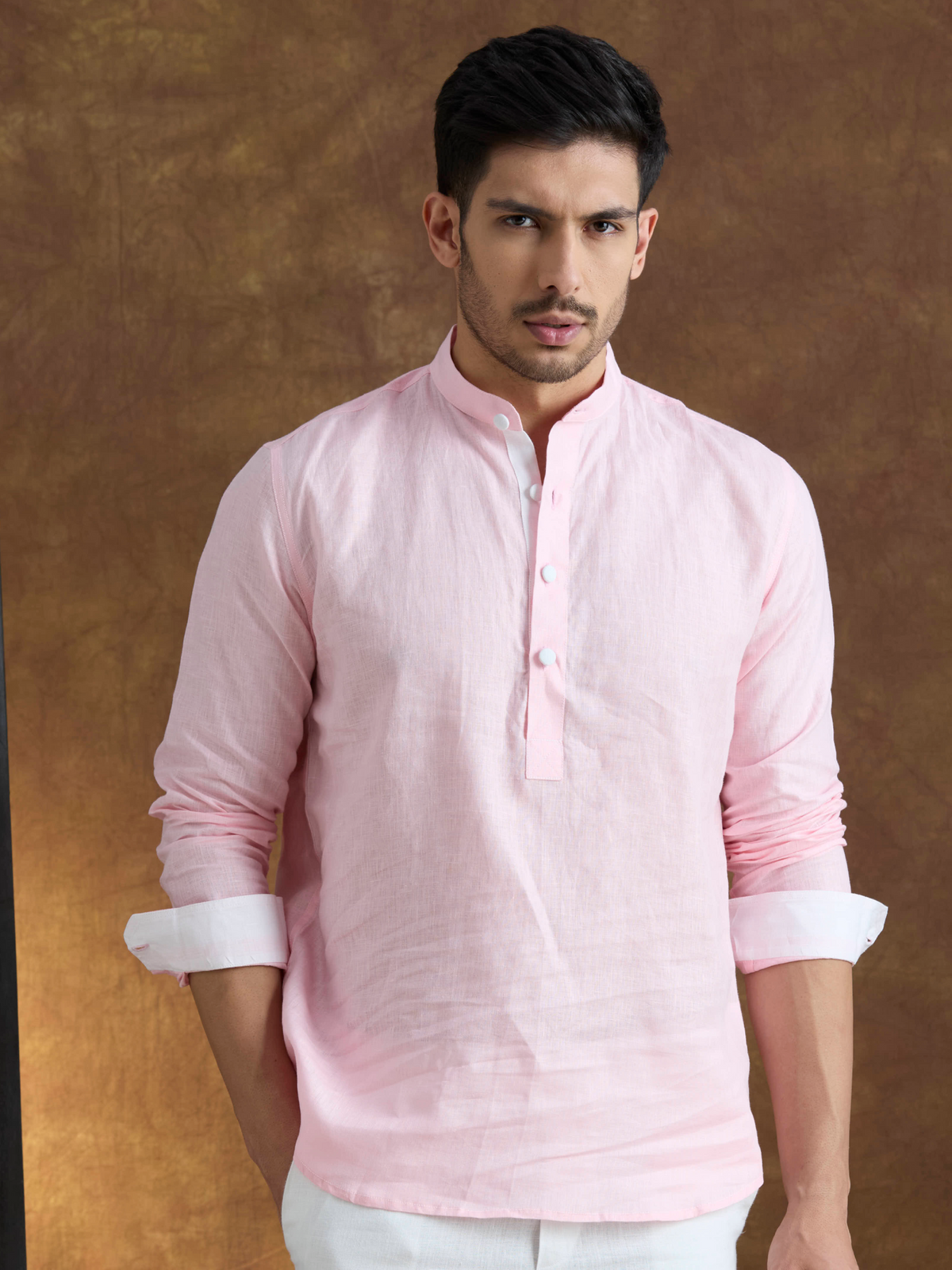 Vaayu | 100% Pure Linen Pink Short Kurta