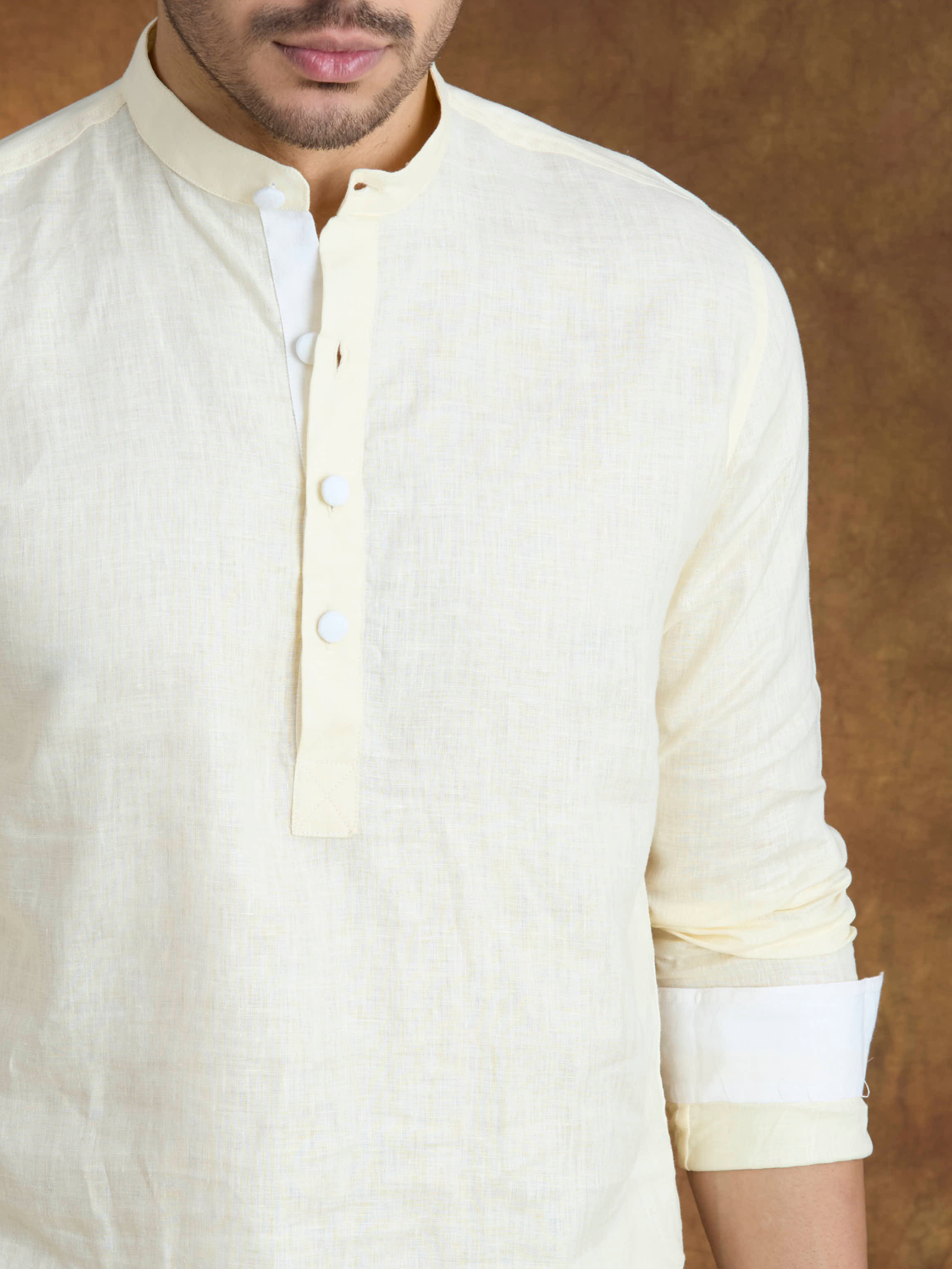 Vaayu | 100% Pure Linen Yellow Short Kurta