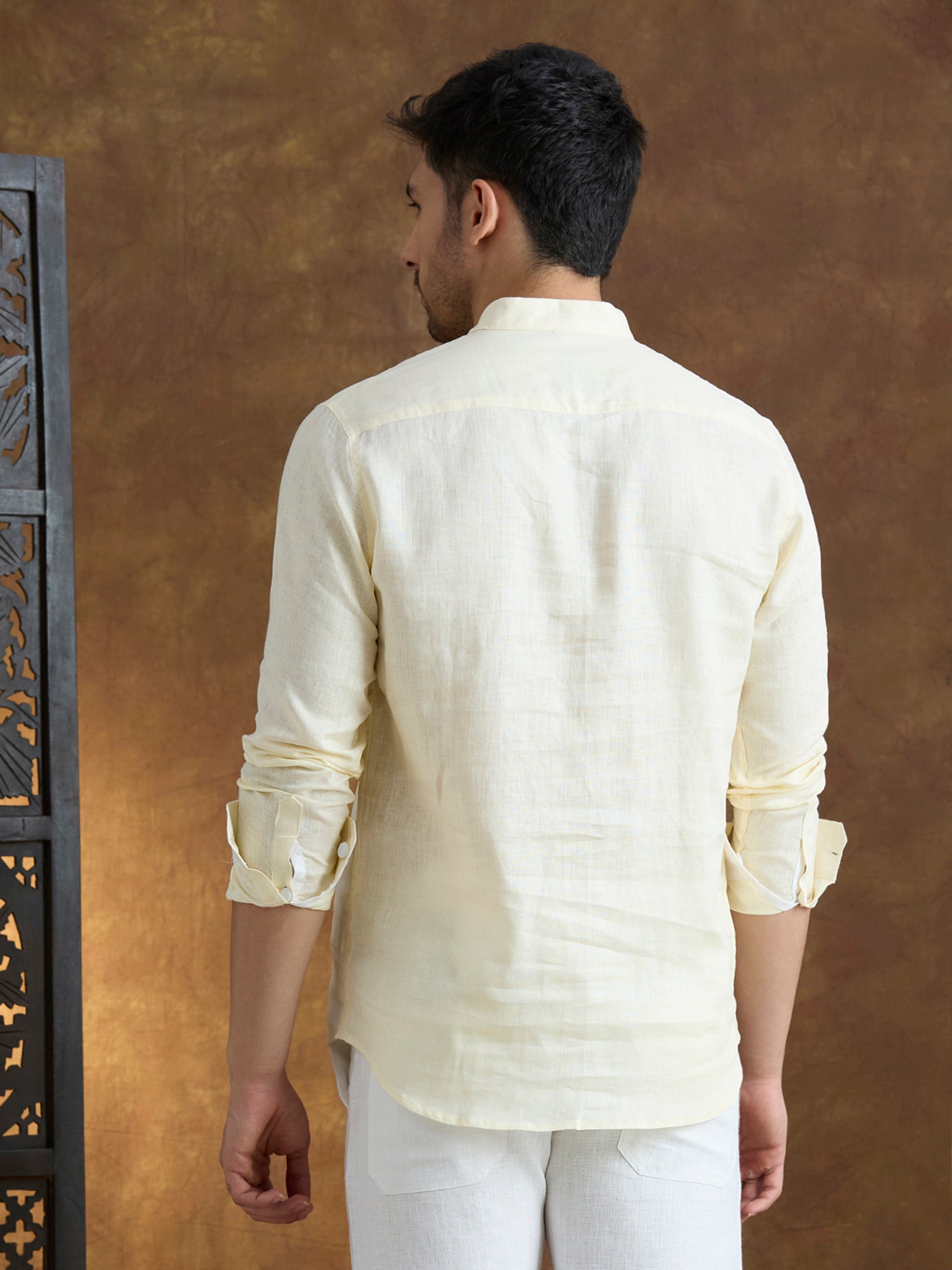 Vaayu | 100% Pure Linen Yellow Short Kurta