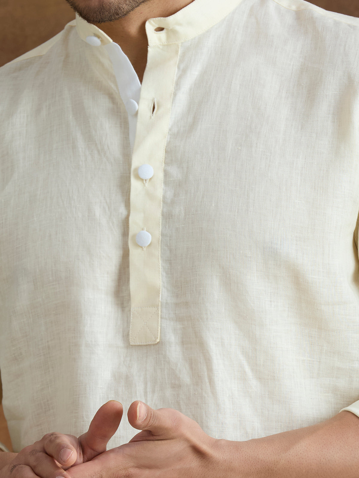 Vaayu | 100% Pure Linen Yellow Short Kurta