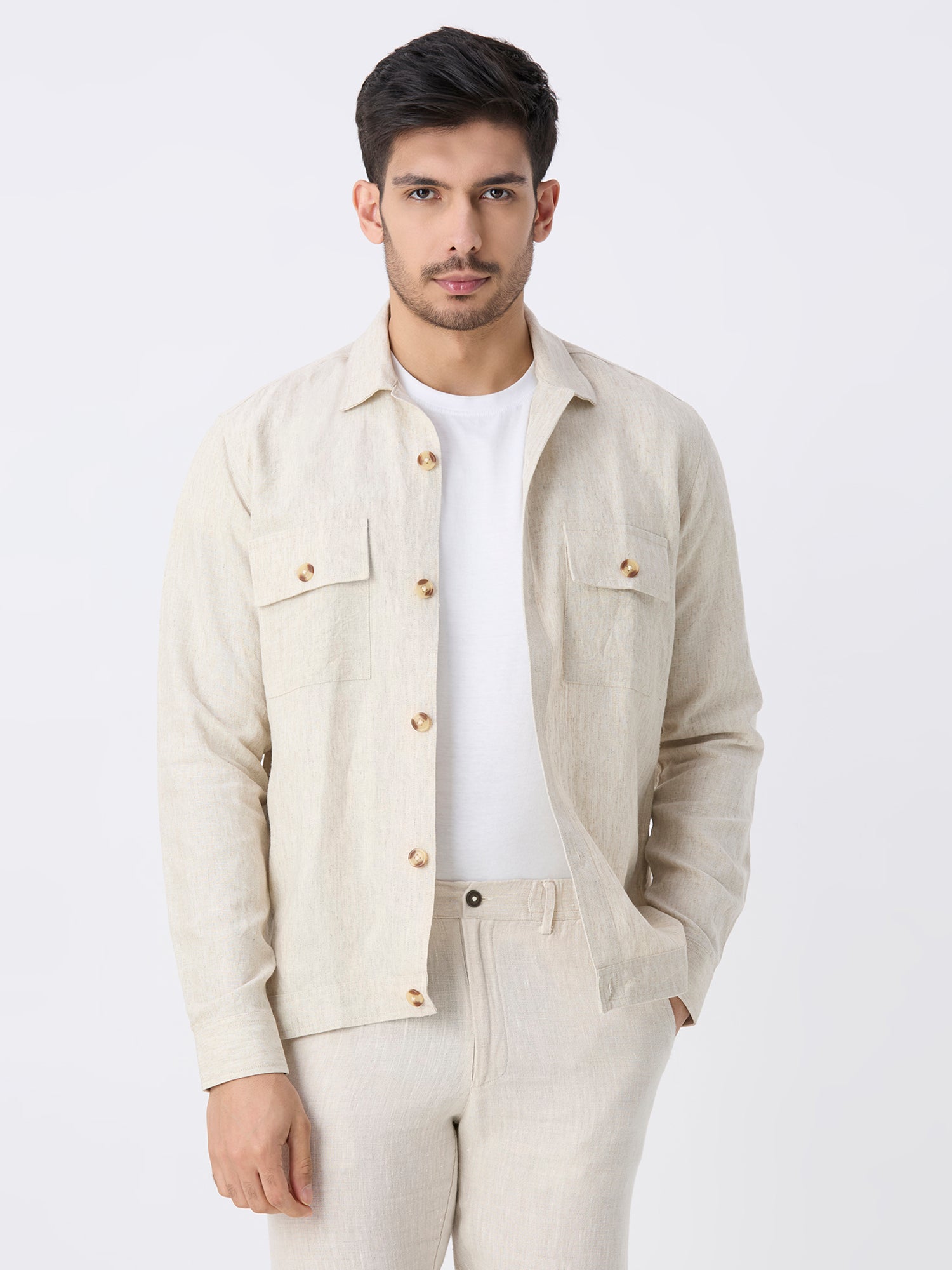 Beige 100% Pure Linen Jacket