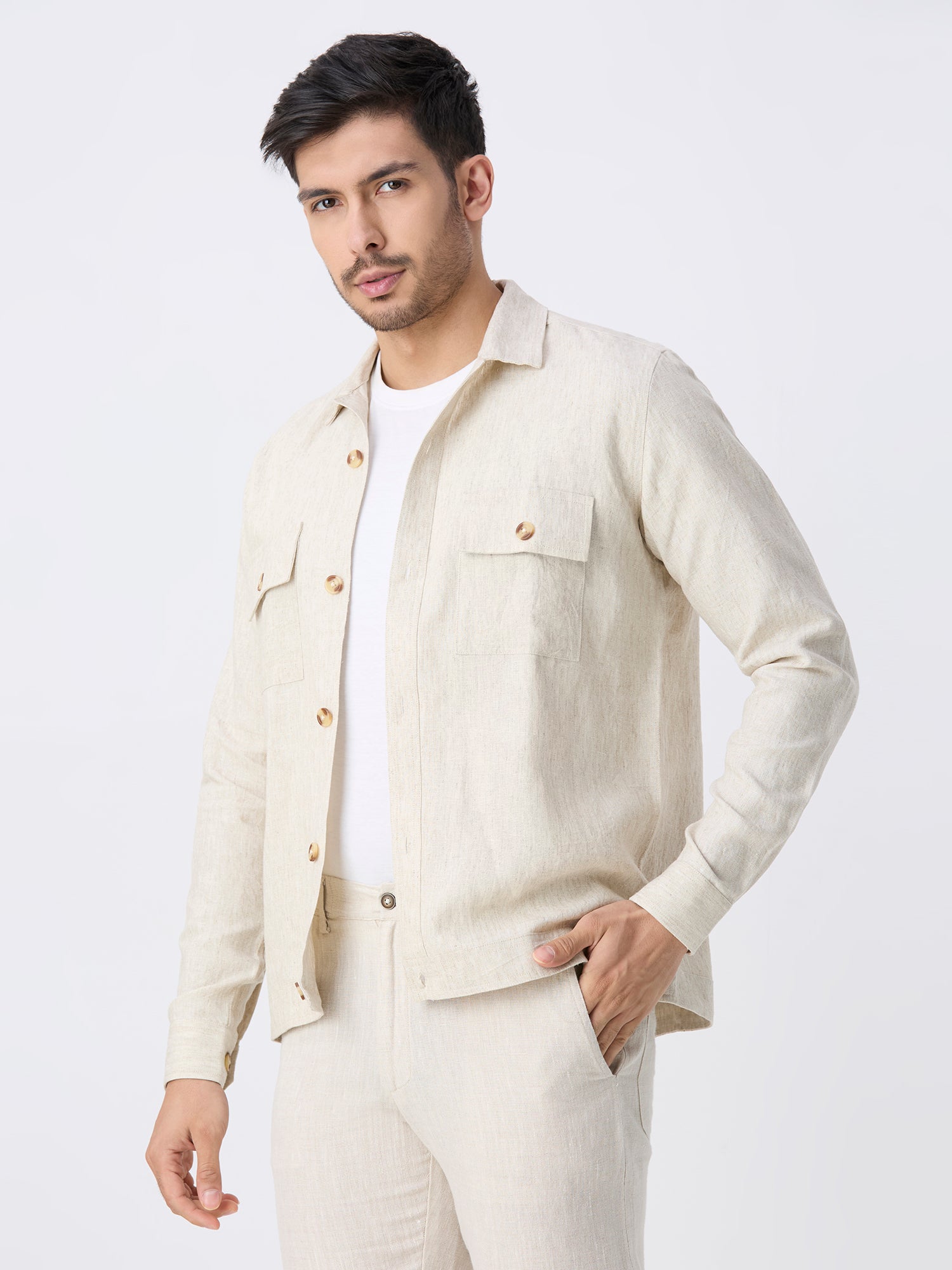 Beige 100% Pure Linen Jacket