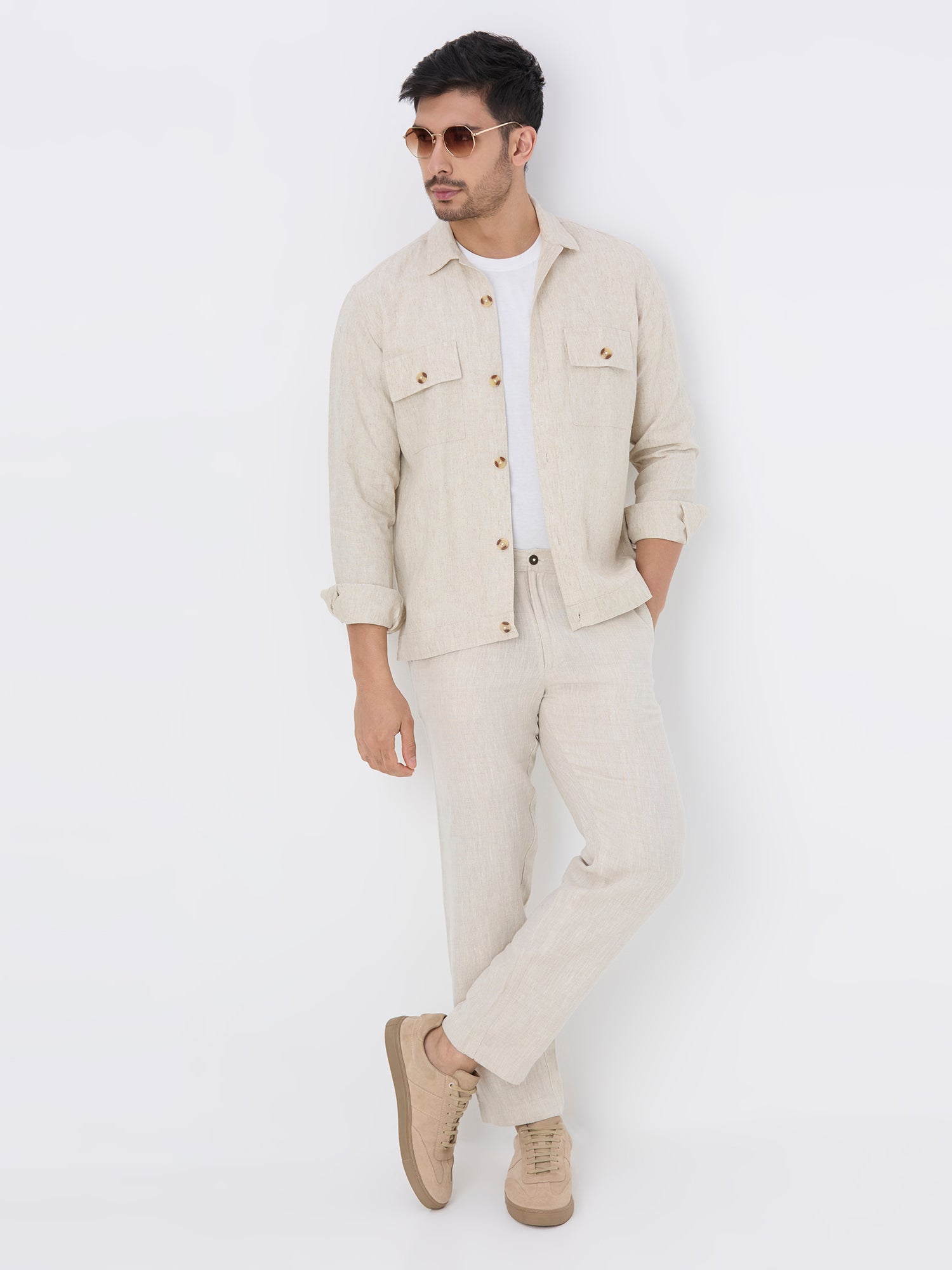 Beige 100% Pure Linen Jacket
