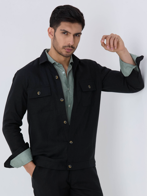 Black 100% Pure Linen Jacket