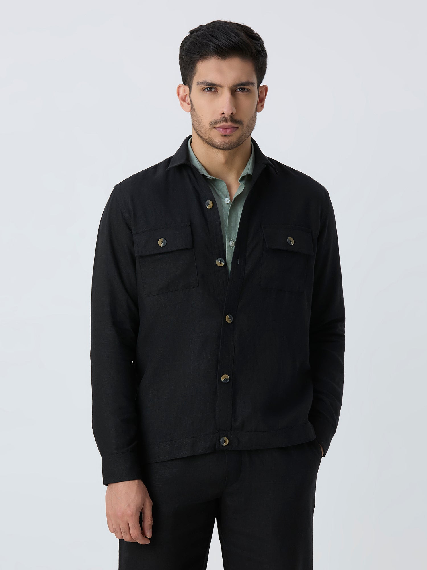 Black 100% Pure Linen Jacket