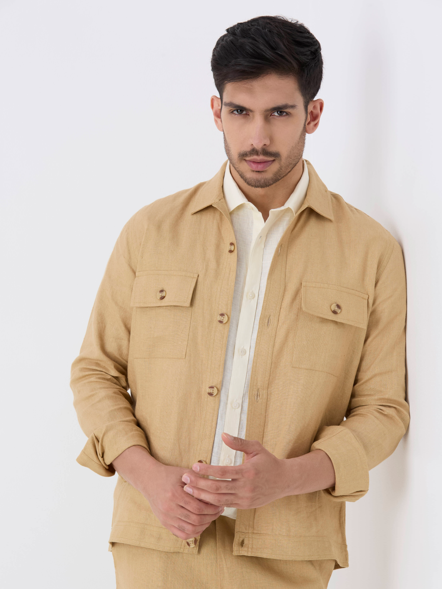 Khaki 100% Pure Linen Jacket