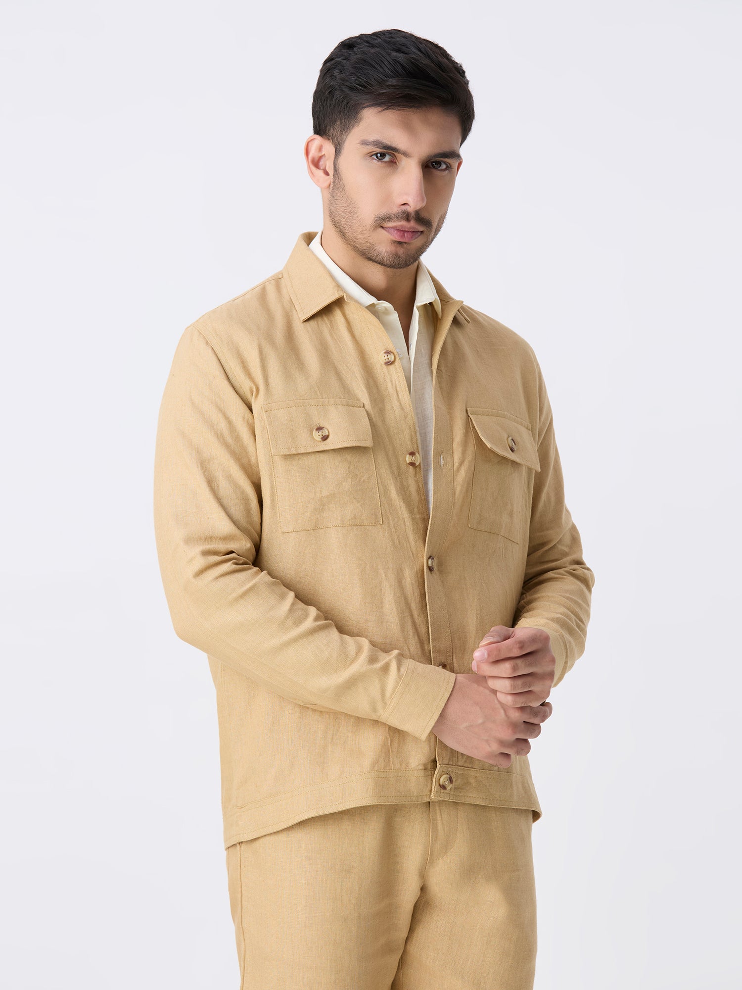 Khaki 100% Pure Linen Jacket