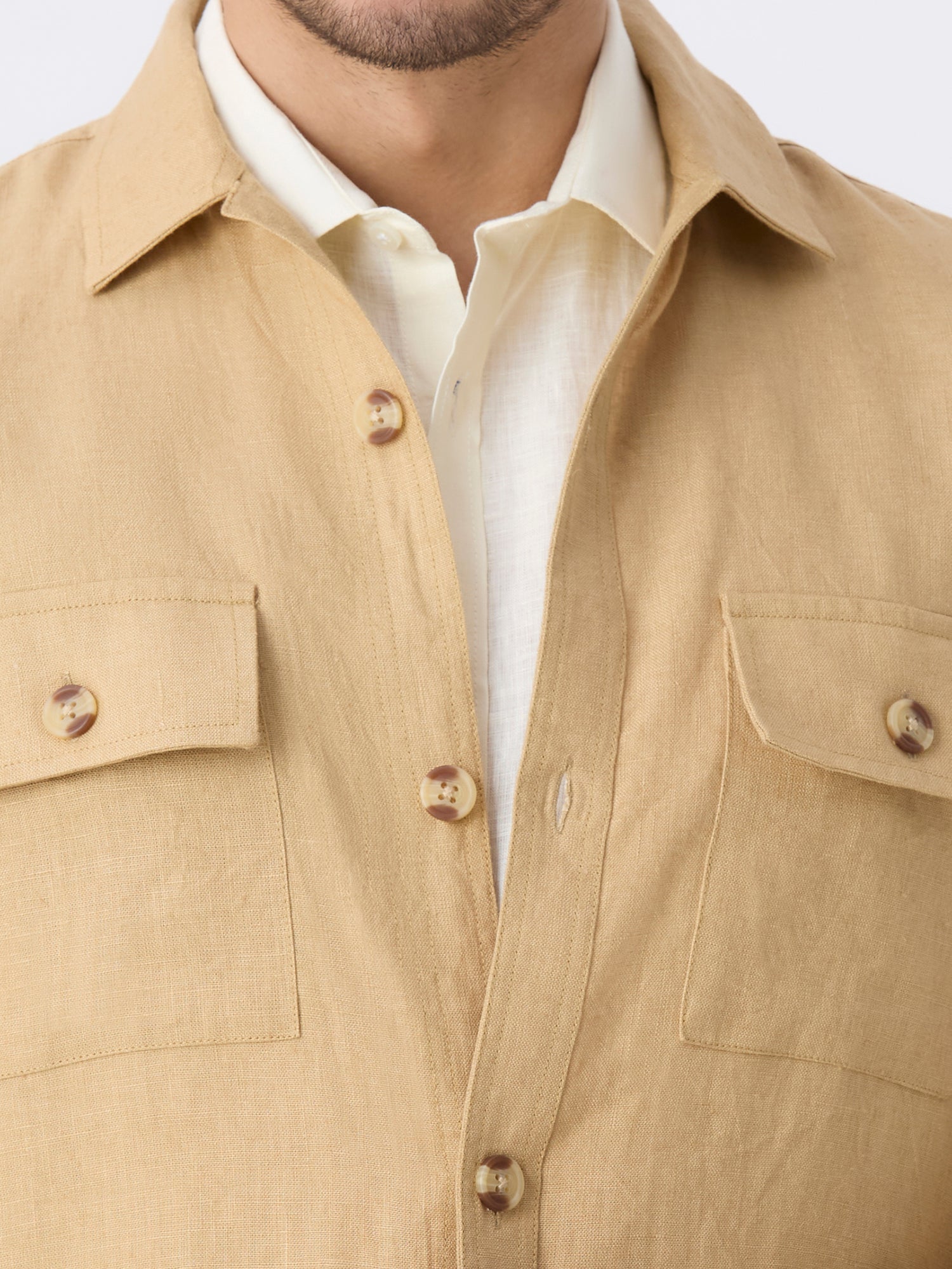 Khaki 100% Pure Linen Jacket
