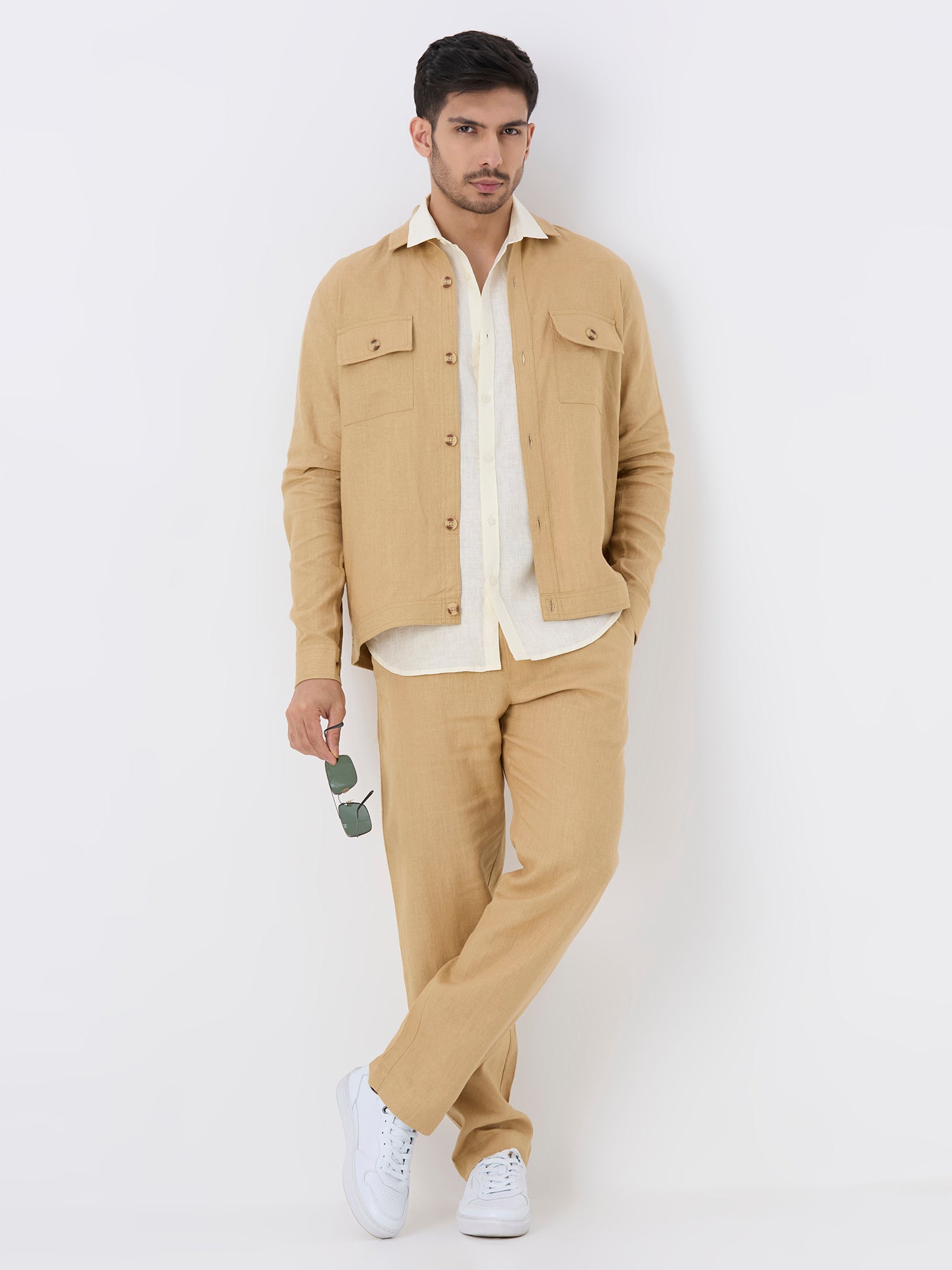 Khaki 100% Pure Linen Jacket