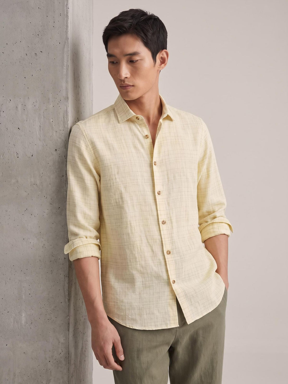 Yellow Grid 100% Pure Linen Checks