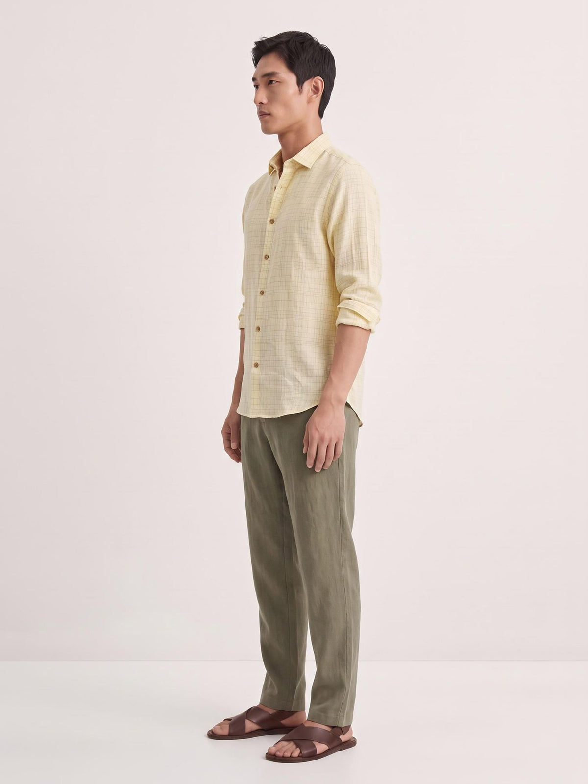 Yellow Grid 100% Pure Linen Checks