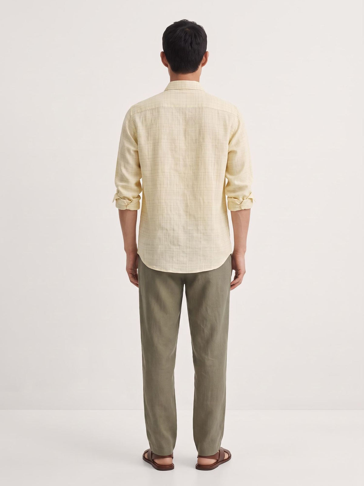 Yellow Grid 100% Pure Linen Checks
