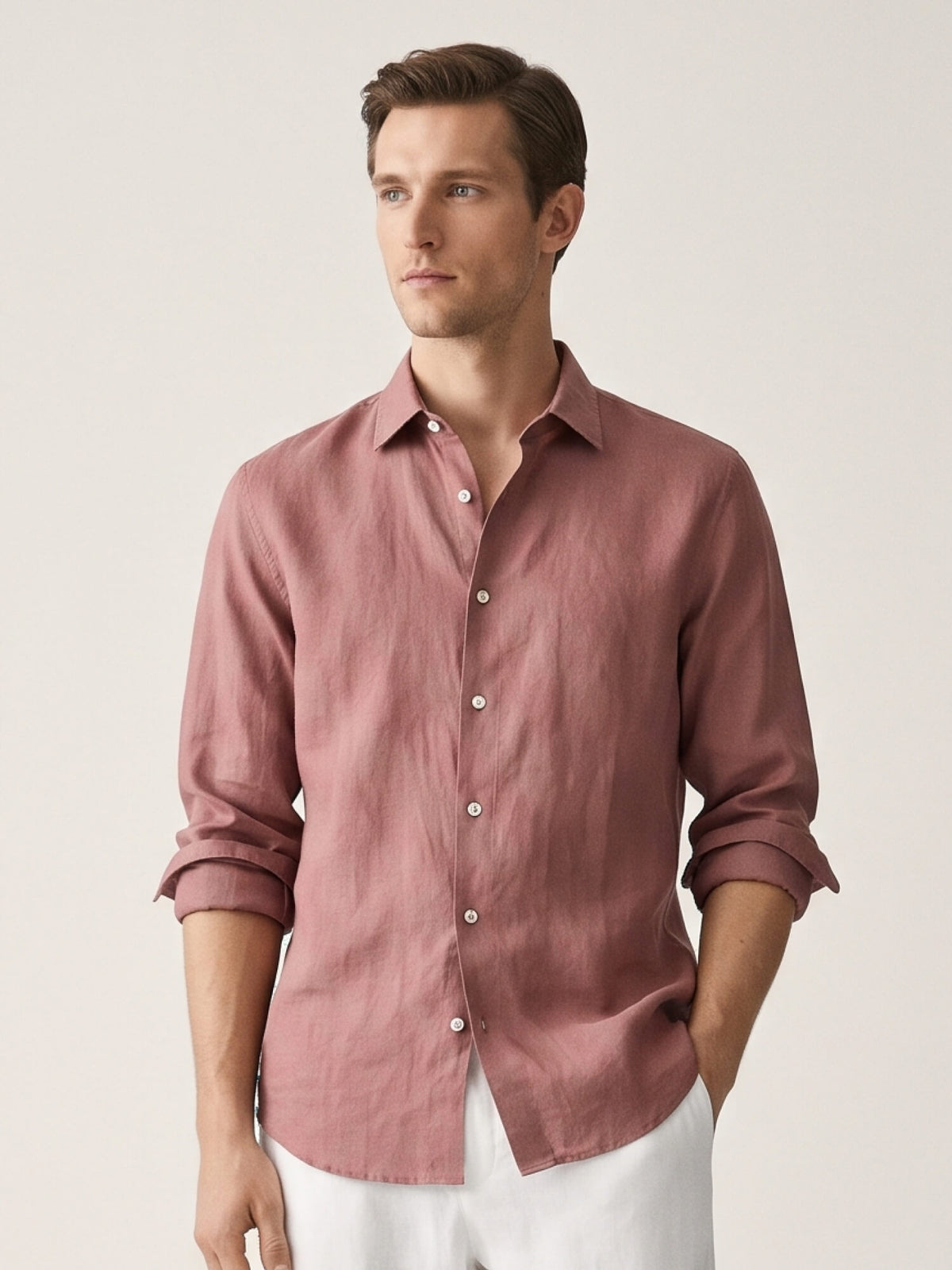 Dusty Rosewood 100% Pure Linen Shirt