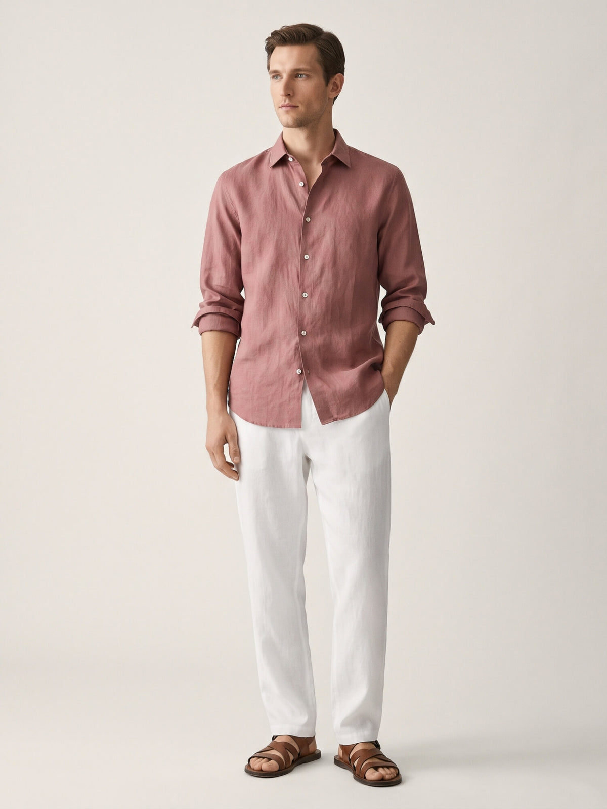 Dusty Rosewood 100% Pure Linen Shirt