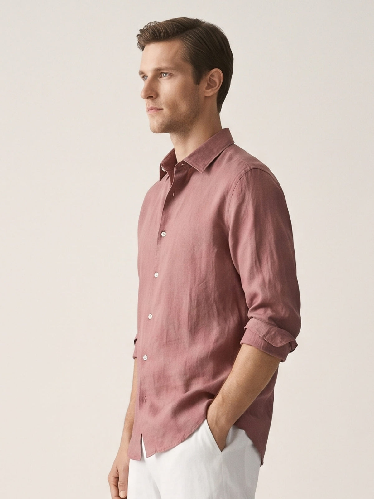Dusty Rosewood 100% Pure Linen Shirt