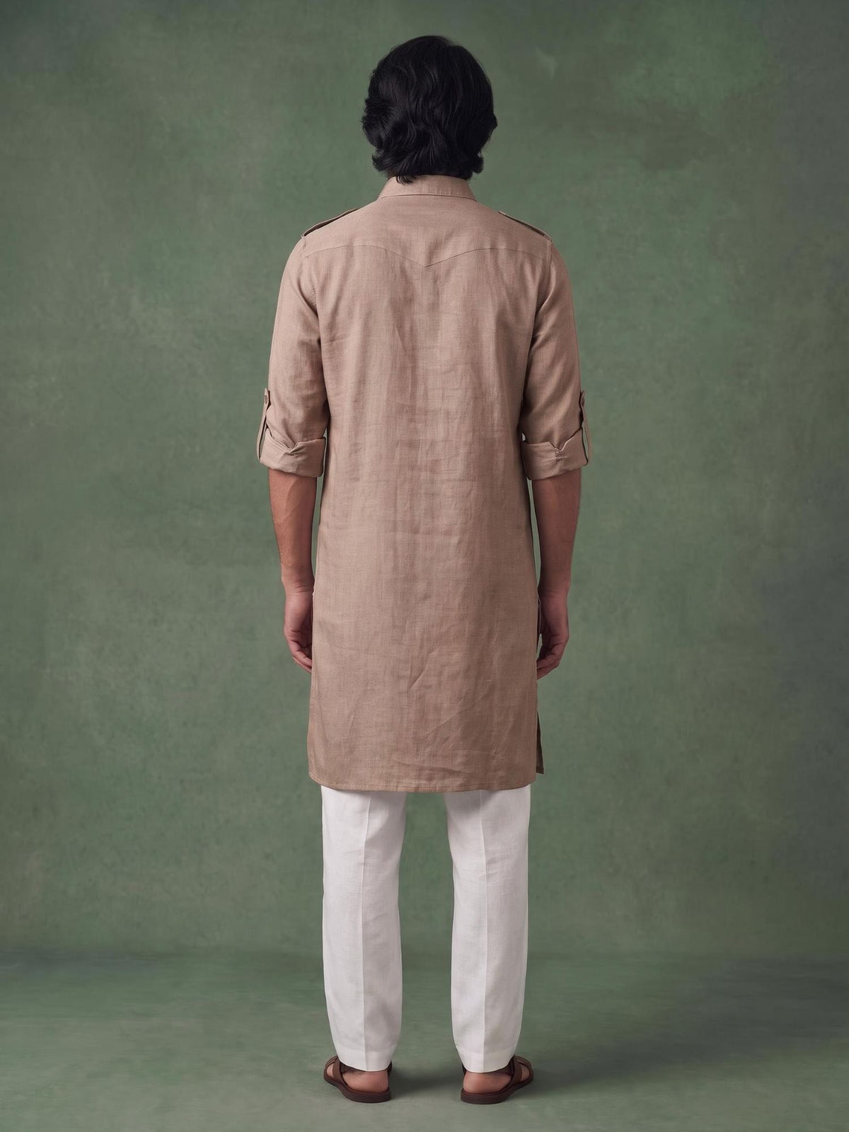 Brown Safari 100% Pure Linen Long Kurta
