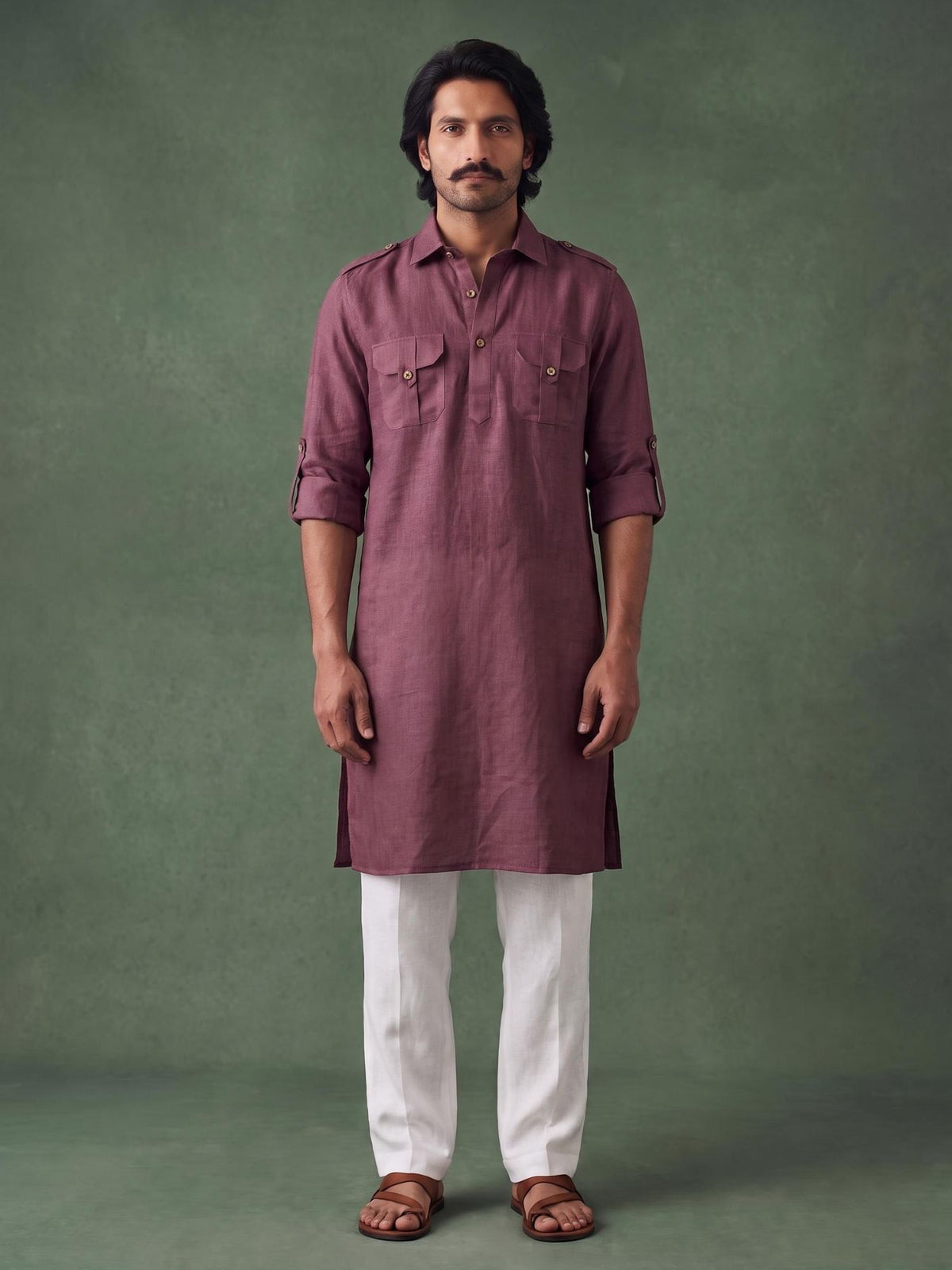 Plum Safari 100% Pure Linen Long Kurta
