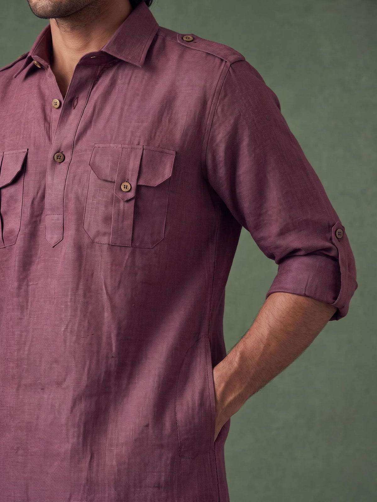 Plum Safari 100% Pure Linen Long Kurta