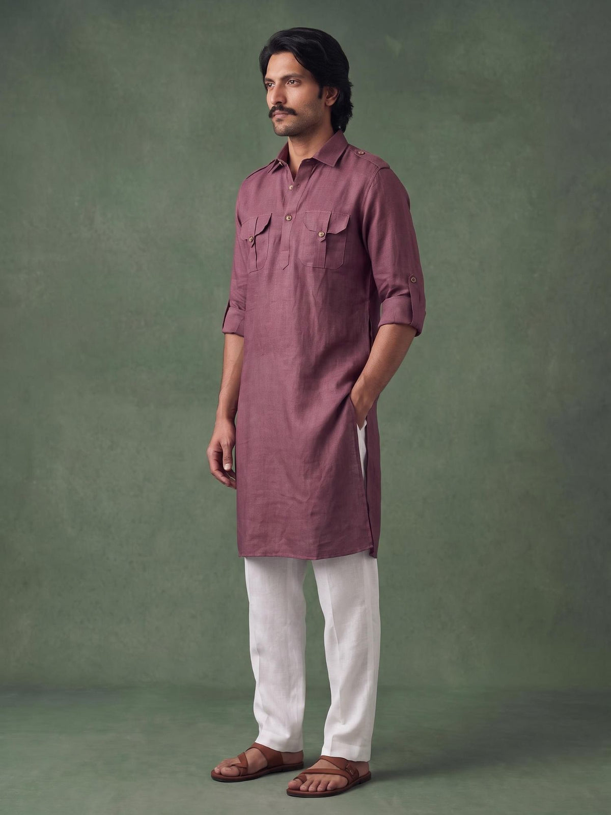 Plum Safari 100% Pure Linen Long Kurta