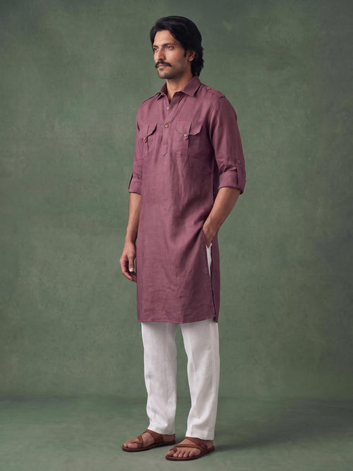 Plum Safari 100% Pure Linen Long Kurta