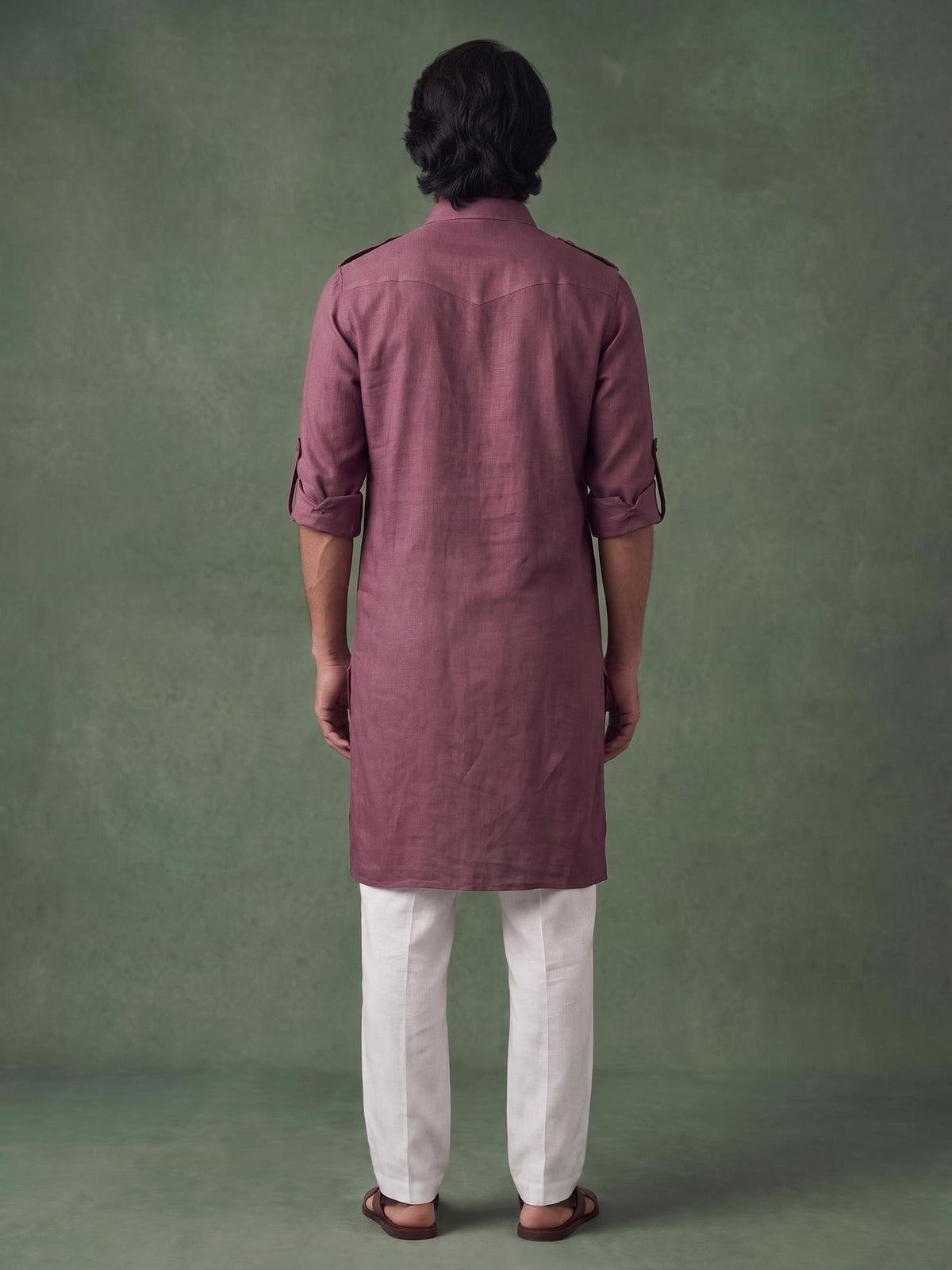 Plum Safari 100% Pure Linen Long Kurta