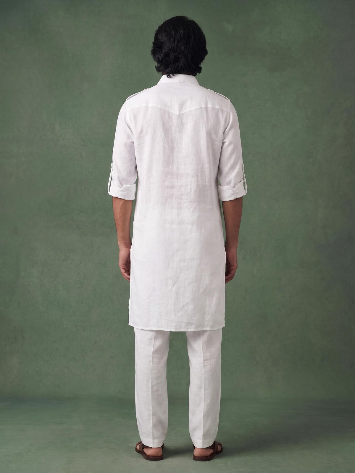 White Safari 100% Pure Linen Long Kurta