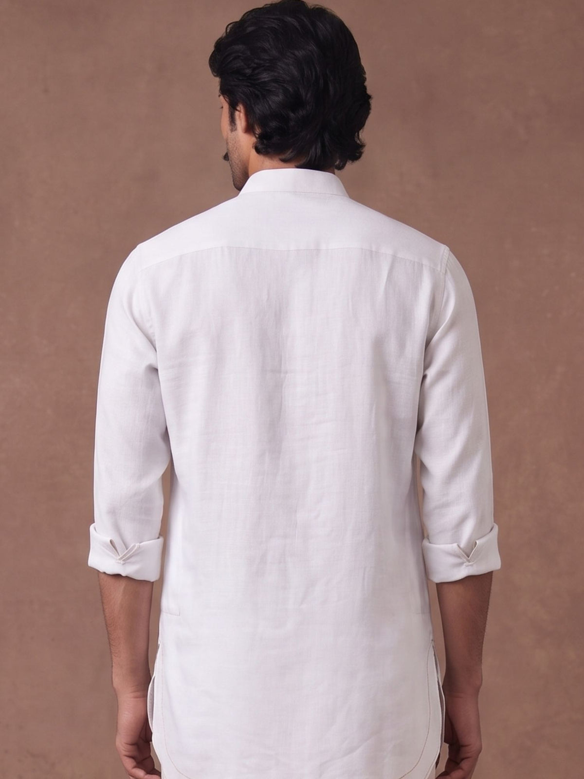 White 100% Pure Linen Mid-Length Kurta