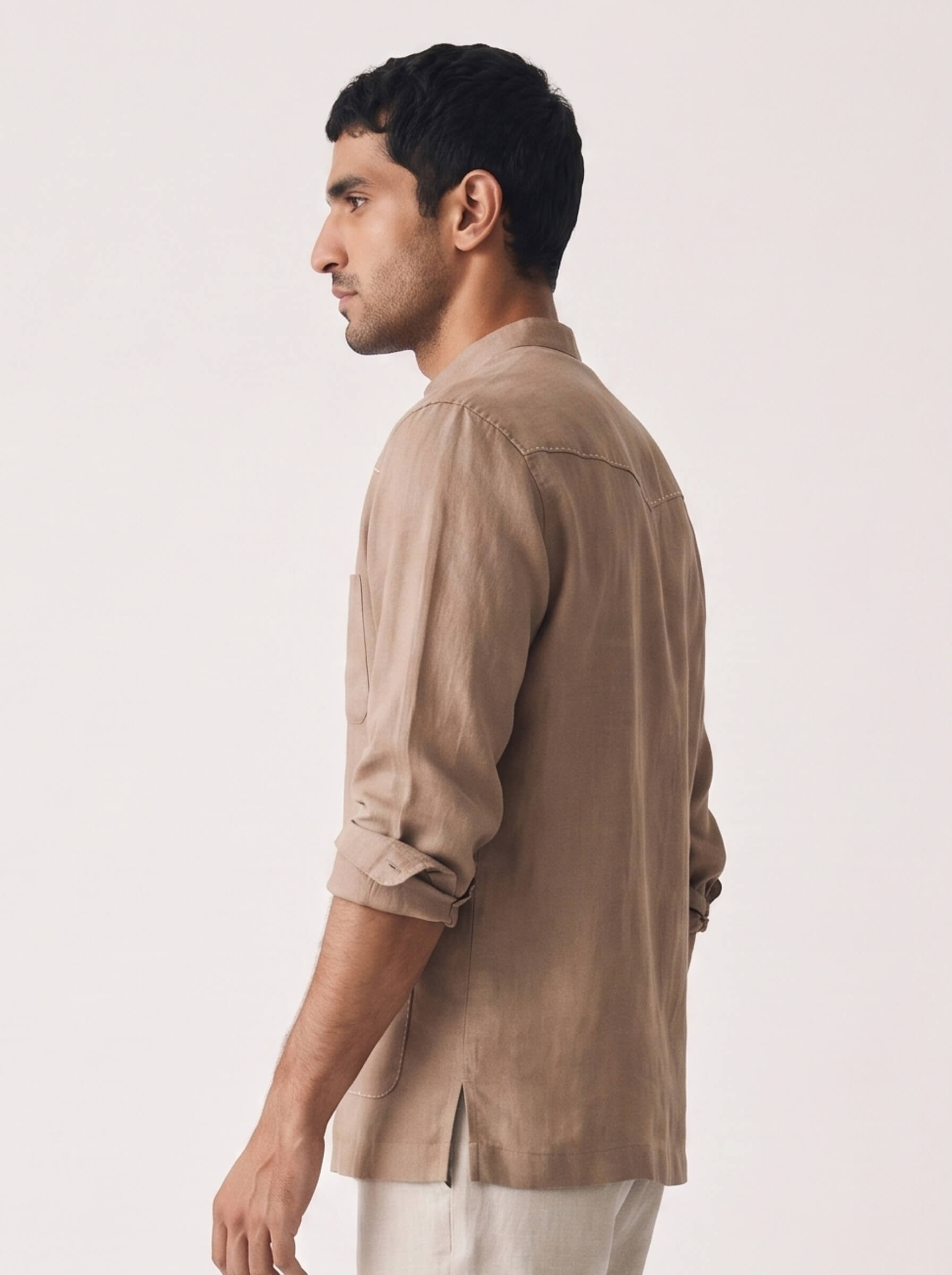 Artisan Stitch | Earth Brown 100% Pure Linen Overshirt