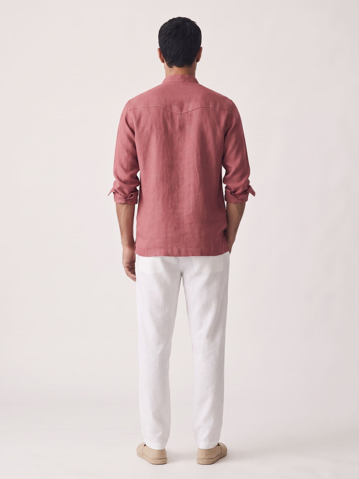 Red 100% Pure Linen Artisan Overshirt
