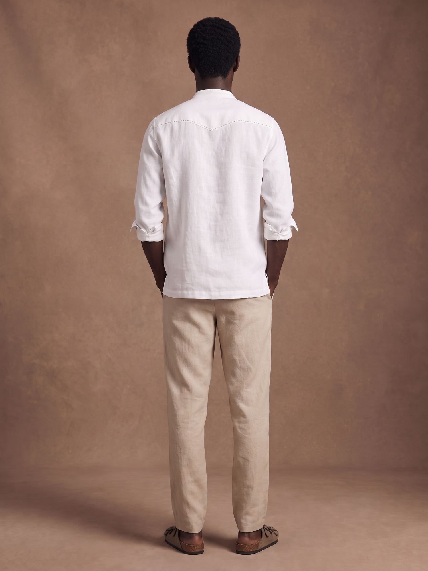 White 100% Pure Linen Artisan Overshirt