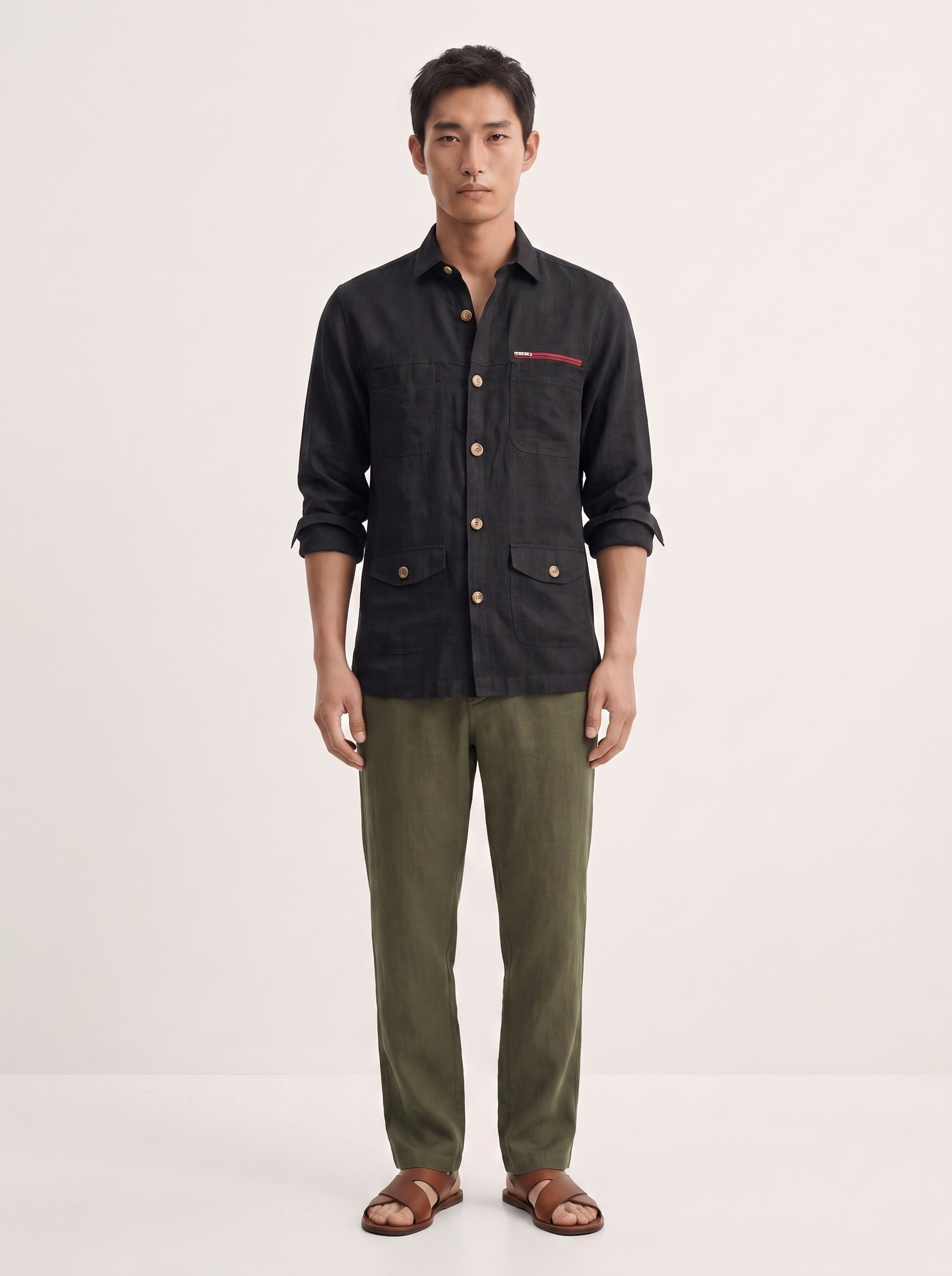 Walnut Brown 100% Pure Linen Shirt