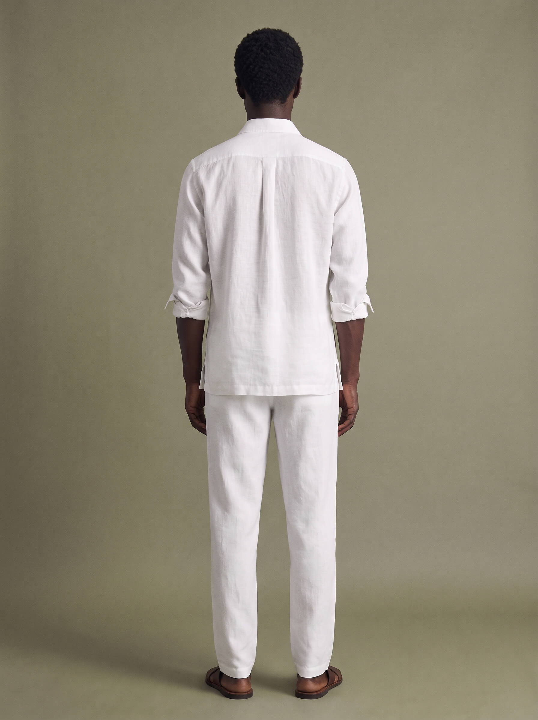 White 100% Pure Linen Detailed Overshirt