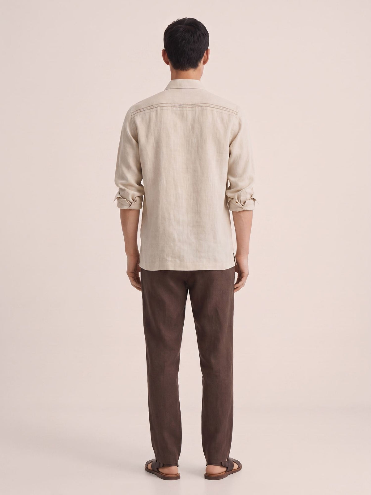 Beige 100% Pure Linen Signature Overshirt