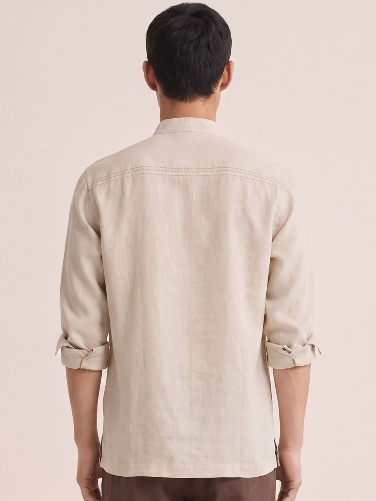 Beige 100% Pure Linen Signature Overshirt