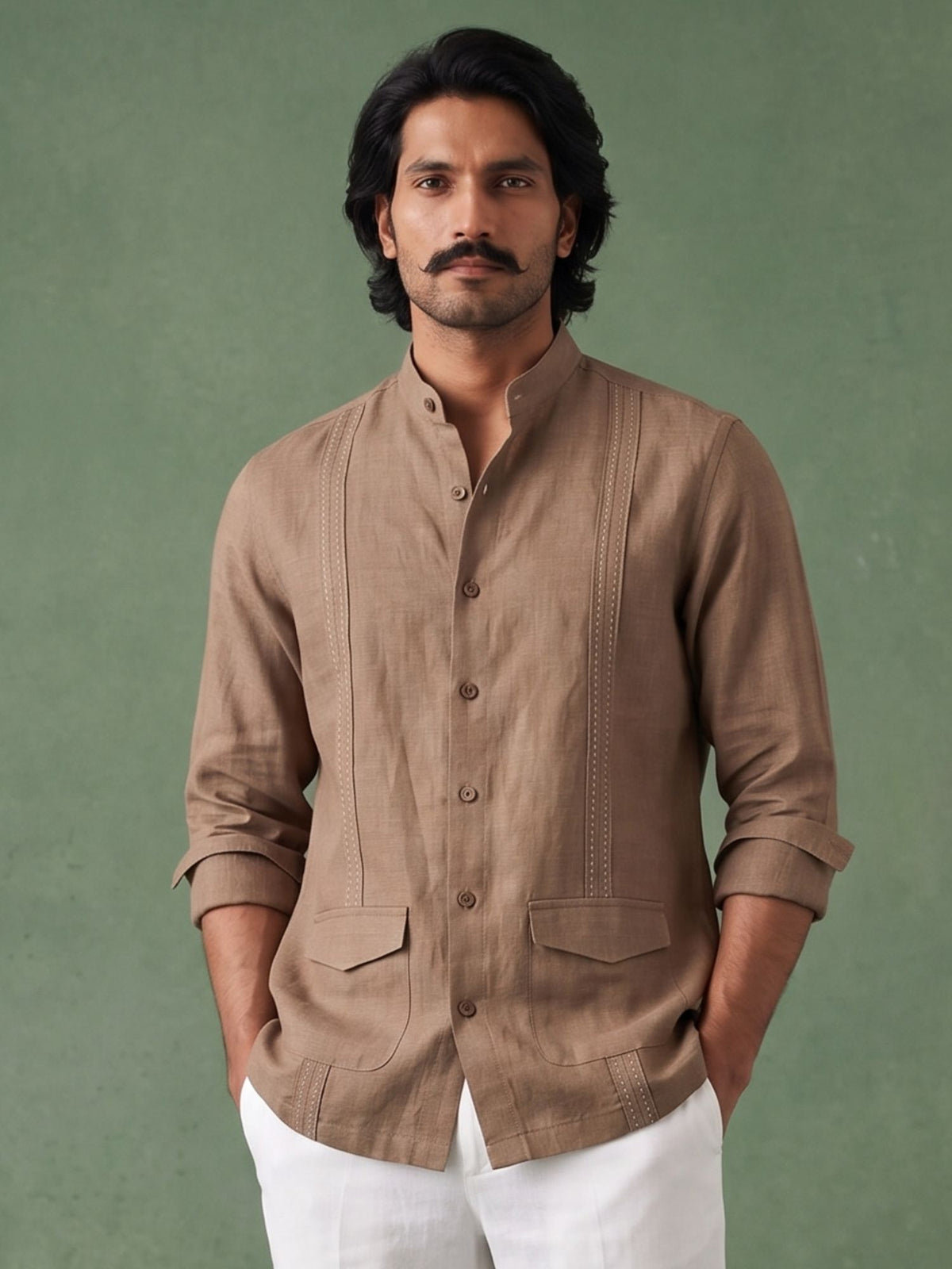 Earth Brown 100% Pure Linen Signature Overshirt