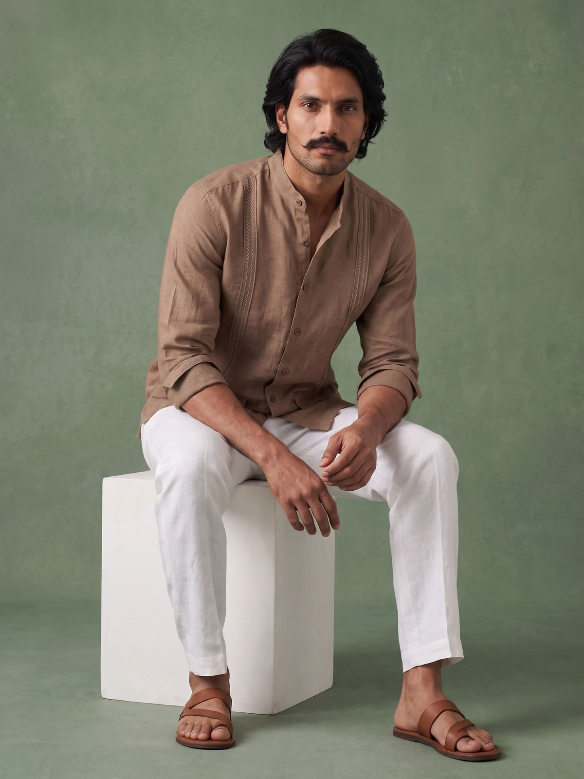 Earth Brown 100% Pure Linen Signature Overshirt