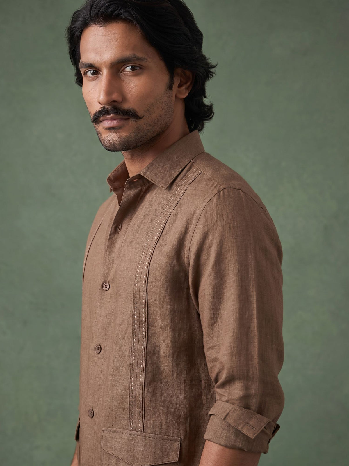 Earth Brown 100% Pure Linen Signature Overshirt