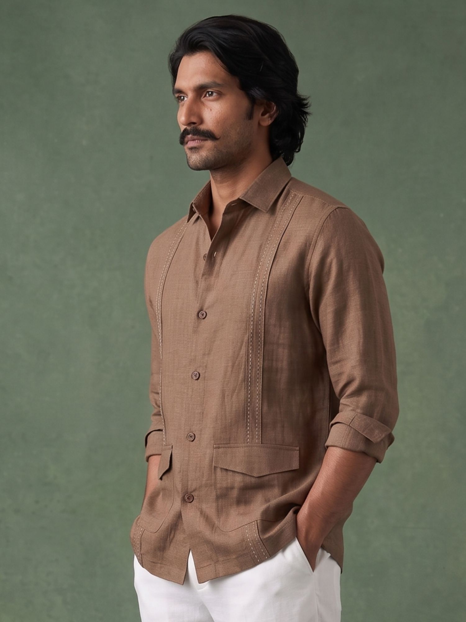 Earth Brown 100% Pure Linen Signature Overshirt