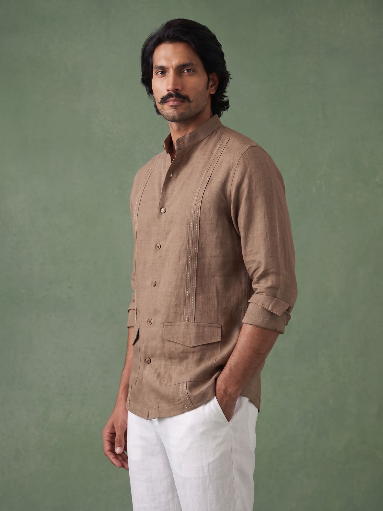 Earth Brown 100% Pure Linen Signature Overshirt