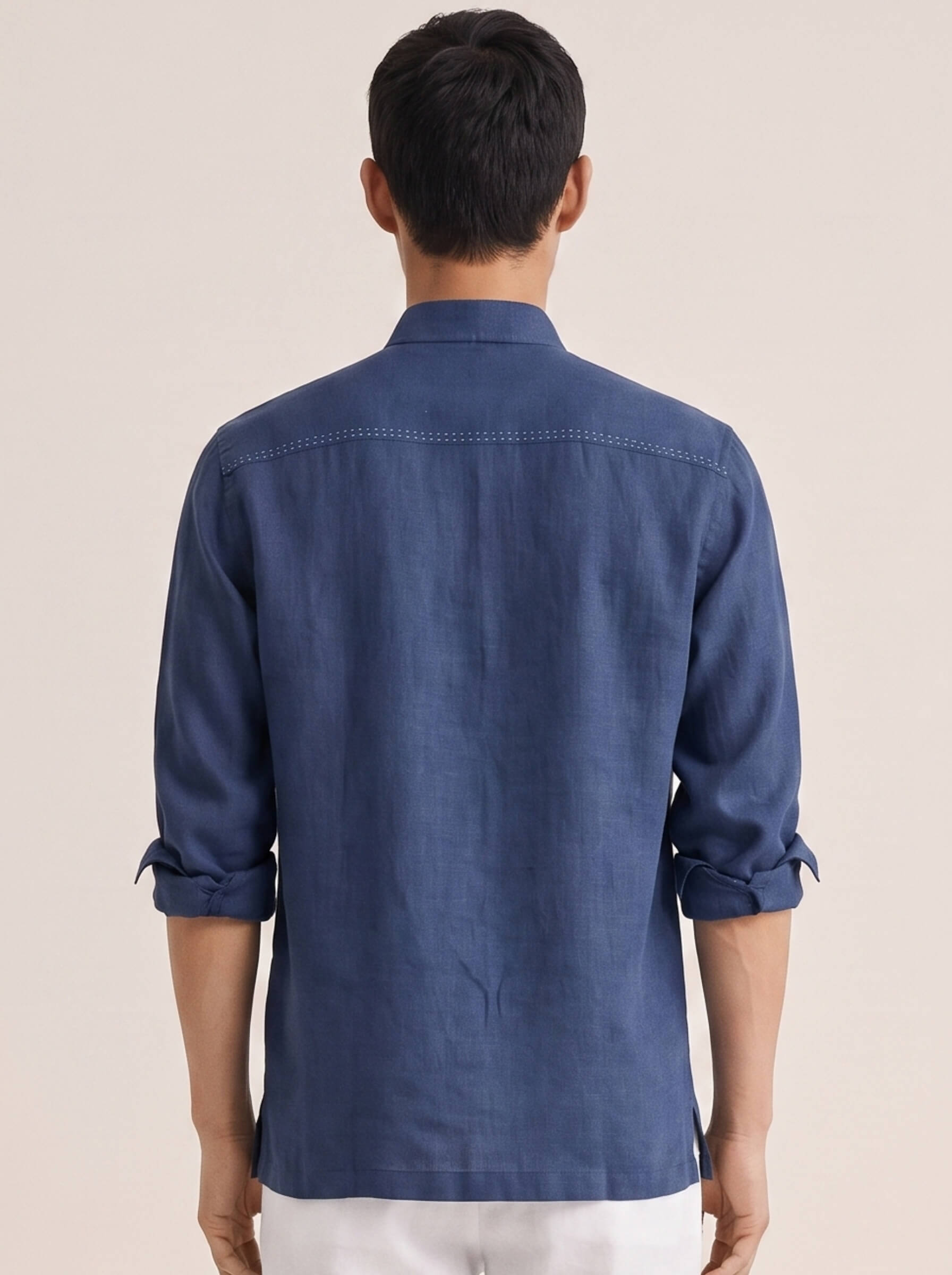 Signature Stitch | Navy 100% Pure Linen Overshirt