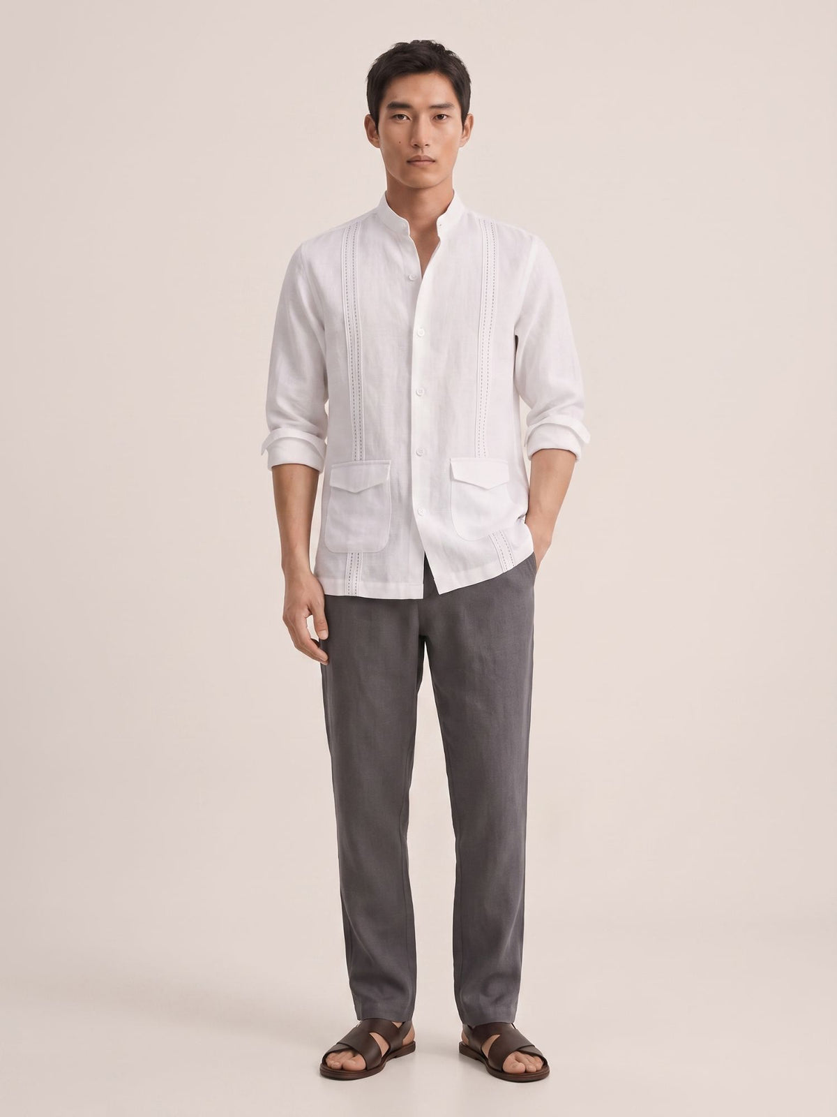 White 100% Pure Linen Signature Overshirt