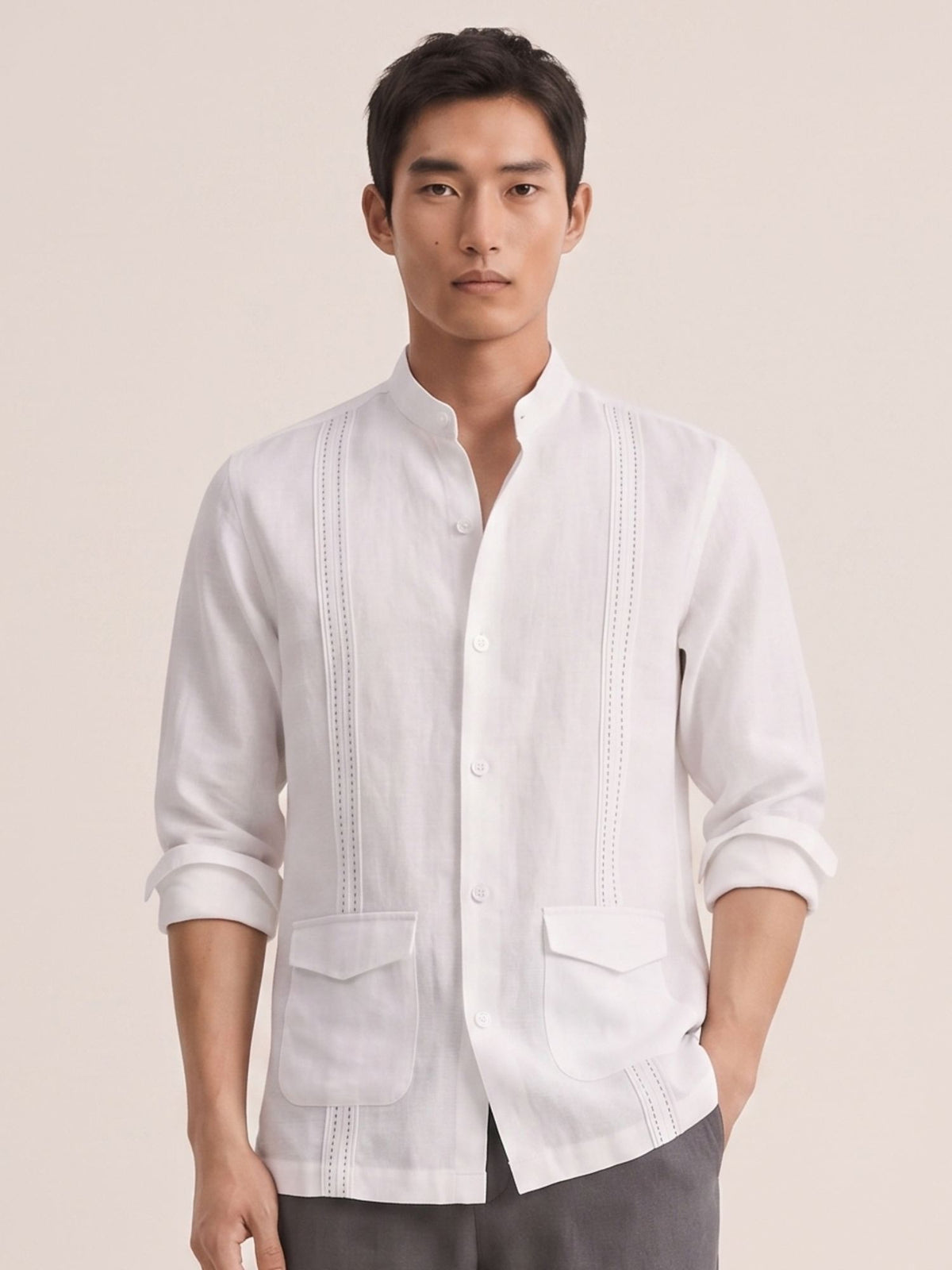 White 100% Pure Linen Signature Overshirt