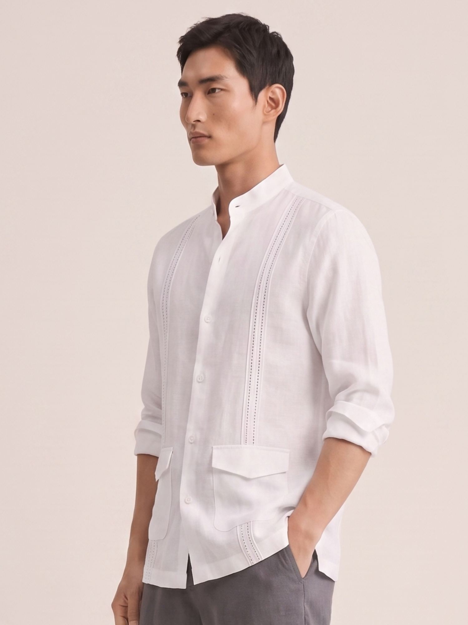 White 100% Pure Linen Signature Overshirt