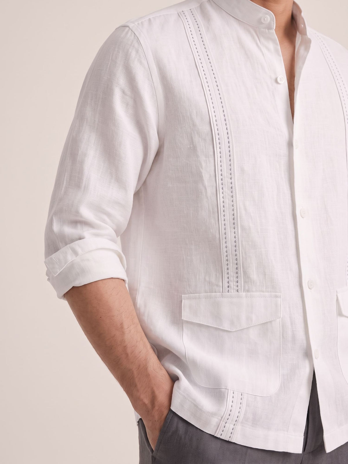 White 100% Pure Linen Signature Overshirt