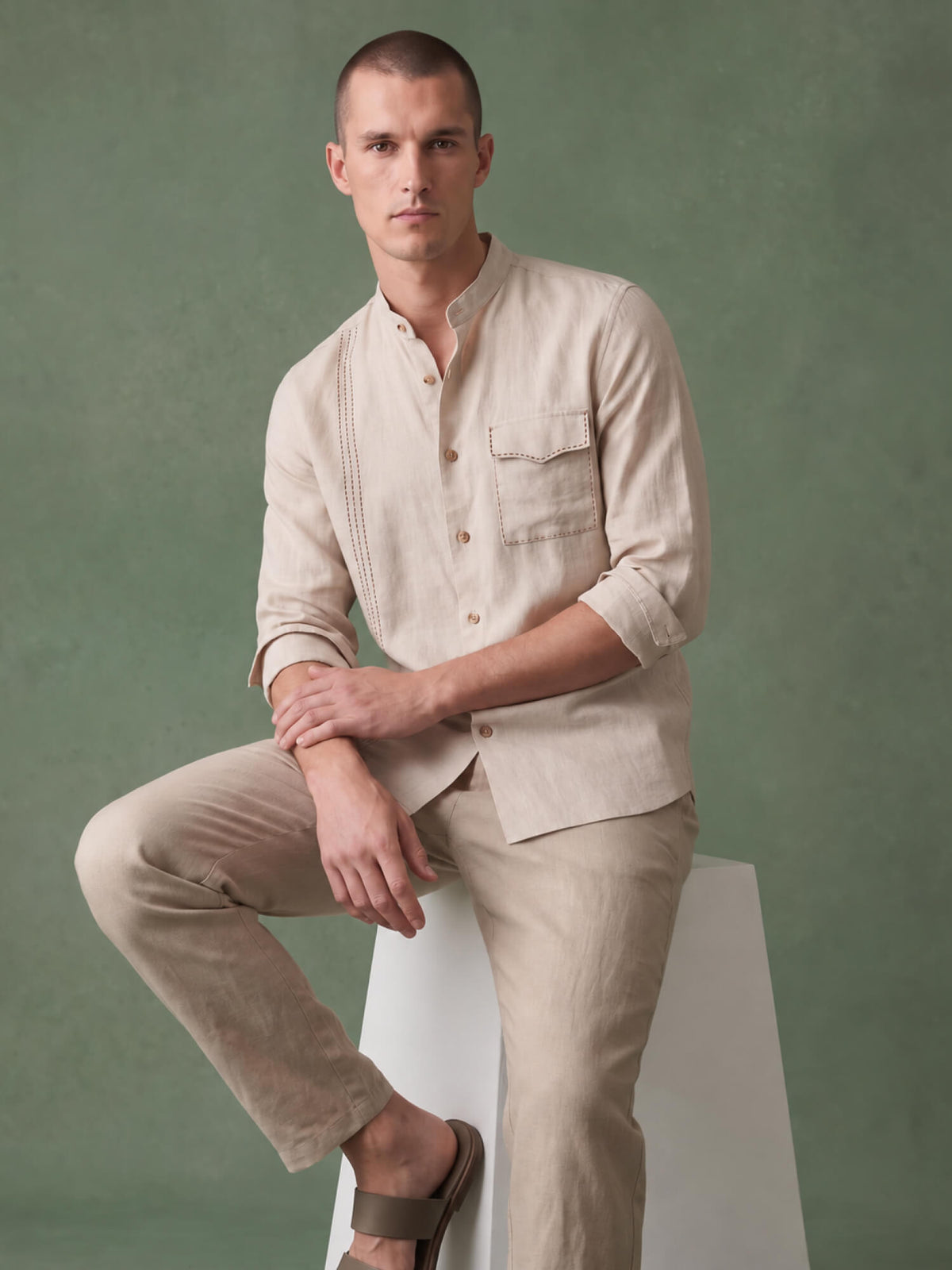 Signature Stitch | Beige 100% Pure Linen