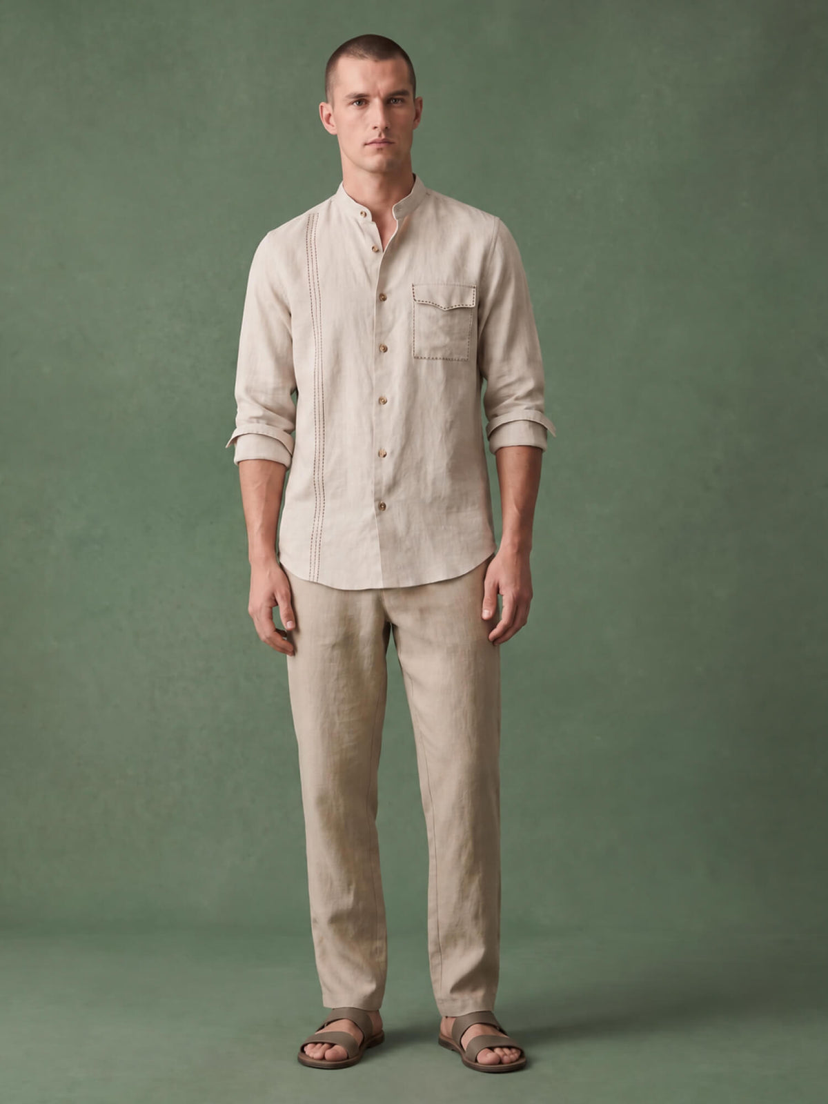 Signature Stitch | Beige 100% Pure Linen