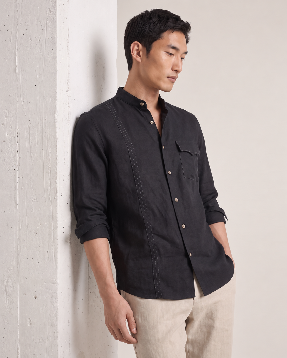 Signature Stitch | Black 100% Pure Linen