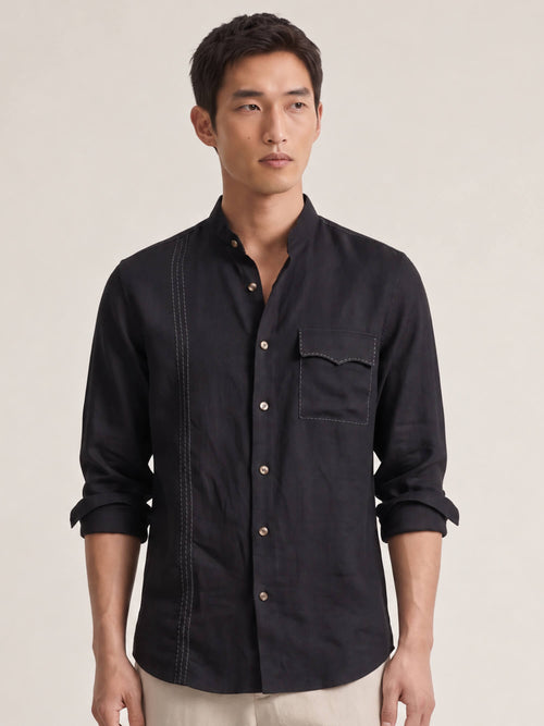 Signature Stitch | Black 100% Pure Linen