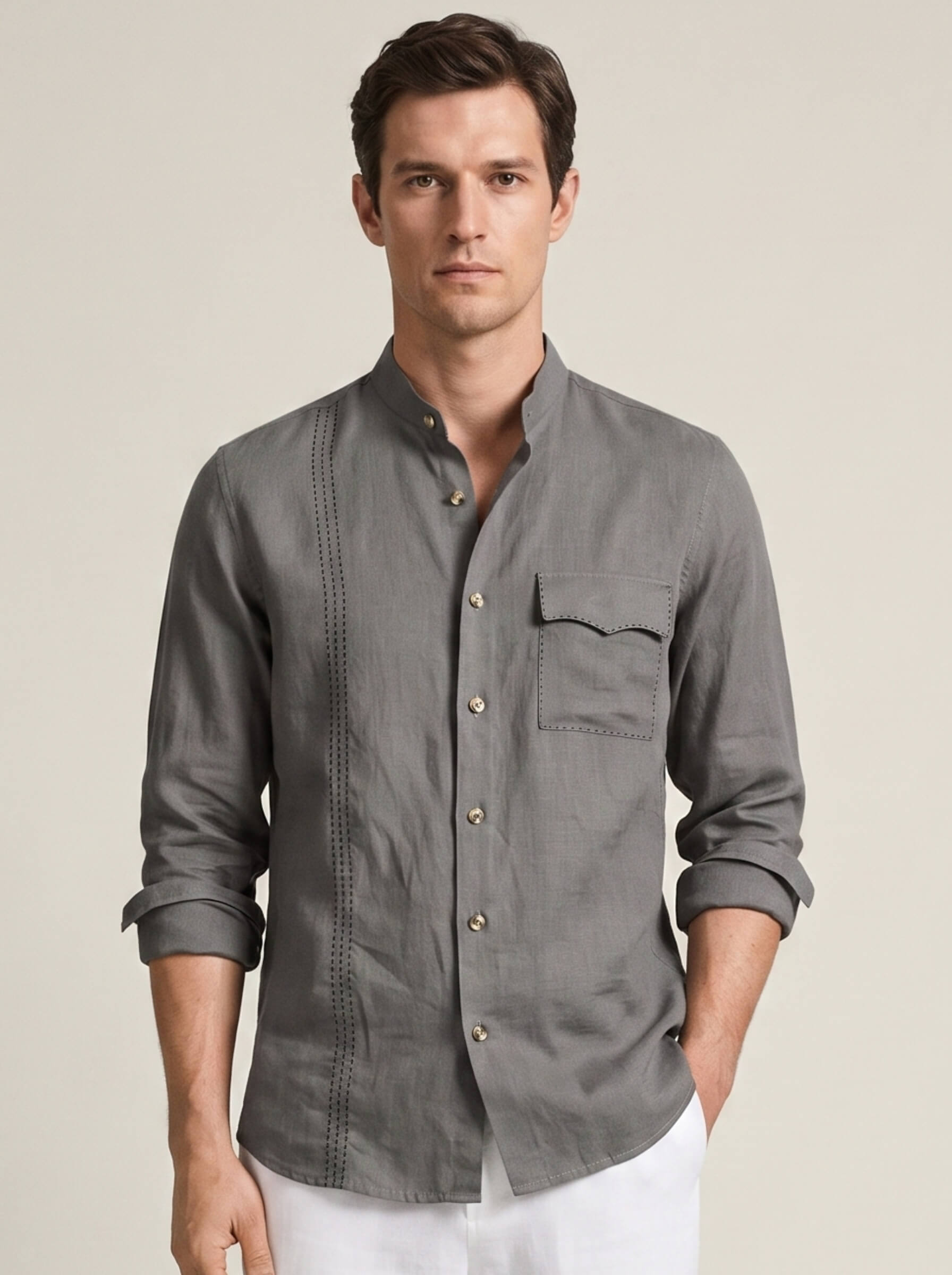 Signature Stitch | Charcoal Gray 100% Pure Linen