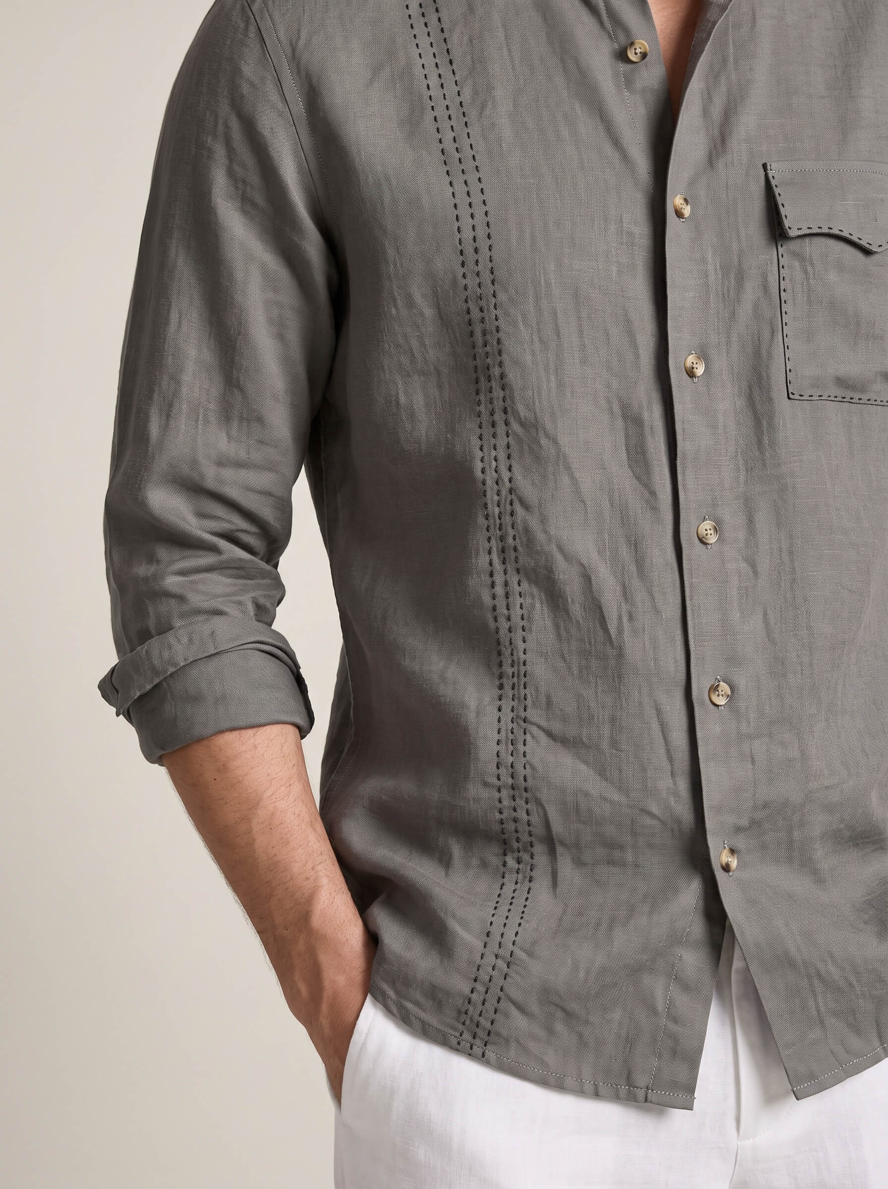 Signature Stitch | Charcoal Gray 100% Pure Linen